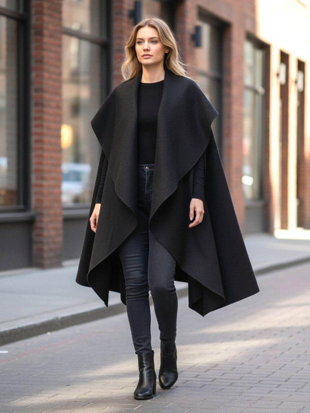 Luxury Unbranded Thick Wool Felt Waterfall Draped Cape Vest / Max Mara Style